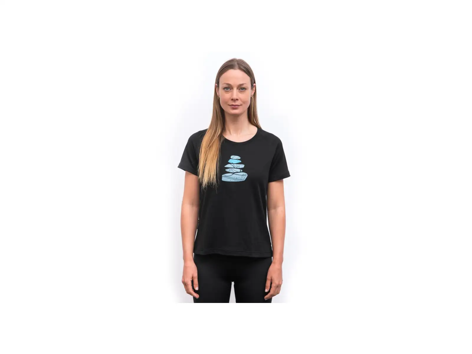 Sensor Merino Blend Stone damska koszulka krótki rękaw czarna