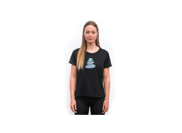 Sensor Merino Blend Stone damska koszulka krótki rękaw czarna