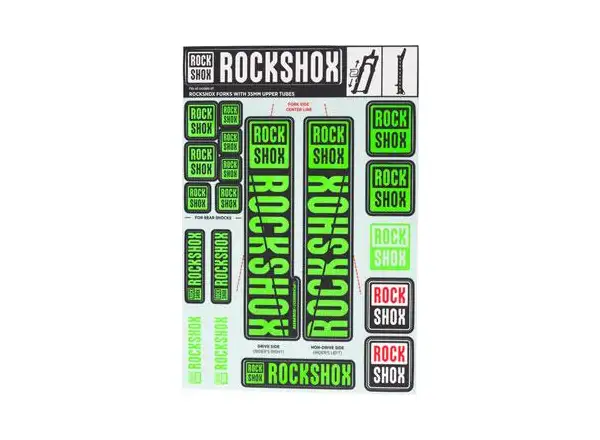 Rock Shox Zestaw Naklejek Neon Green do Pike/Lyrik/Yari/Domain/Revelation (2018+)