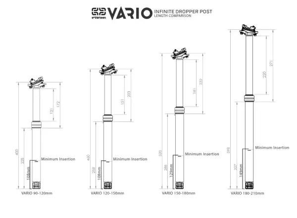 E-13 Vario Infinite teleskopowa sztyca 90-120 mm 31,6 mm bez dźwigni