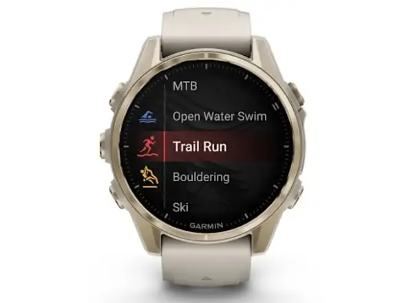 Garmin fenix 8 - 43 mm AMOLED Sapphire smartwatch Soft Gold Fog grey