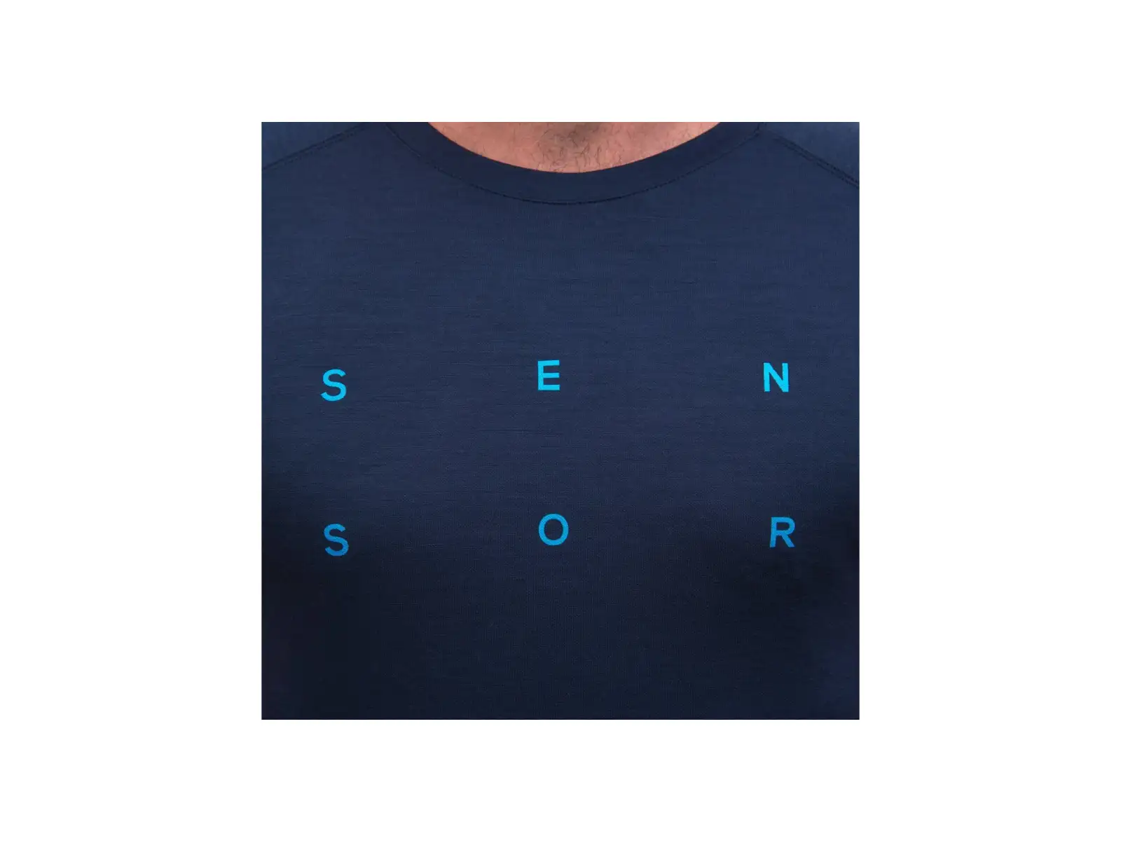 Sensor Merino Blend Typo męska koszulka z krótkim rękawem Deep Blue