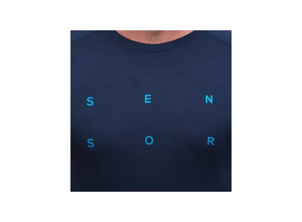 Sensor Merino Blend Typo męska koszulka z krótkim rękawem Deep Blue