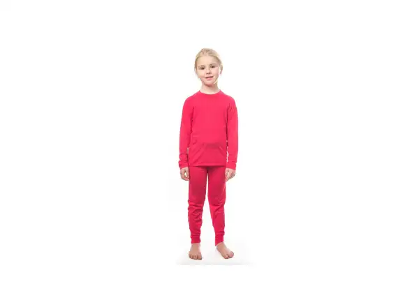 Sensor Merino Air dziecięcy zestaw koszulka z długim rękawem + dolne spodnie Magenta