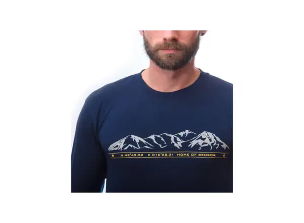Sensor Merino Active PT Mountains męska koszulka z długim rękawem Deep Blue