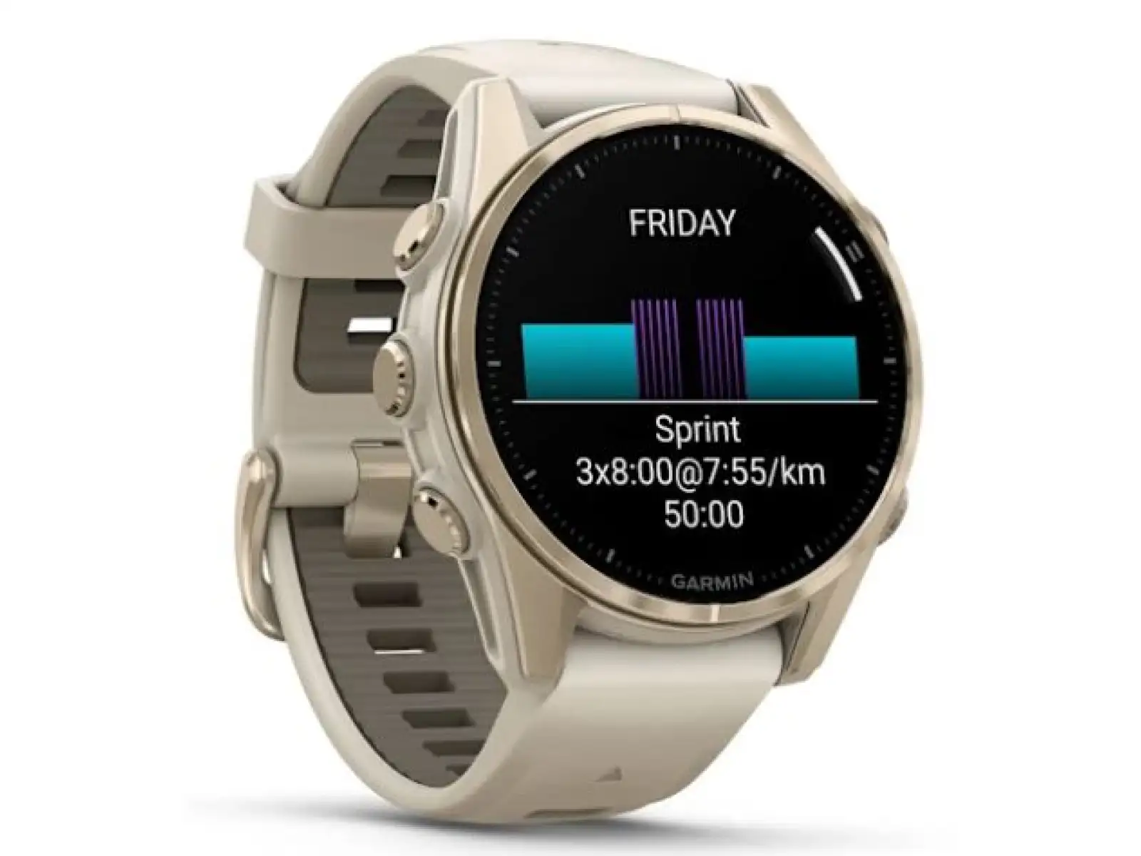 Garmin fenix 8 - 43 mm AMOLED Sapphire smartwatch Soft Gold Fog grey