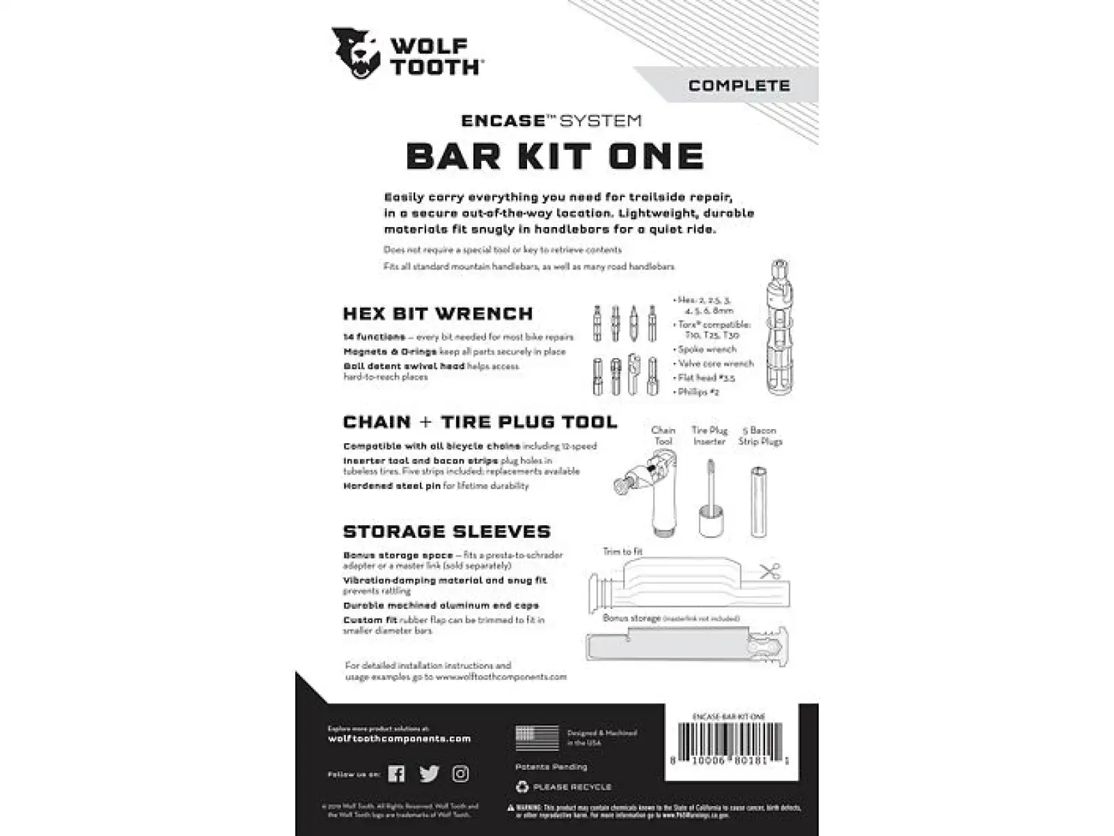 Wolf Tooth EnCase System Bar zestaw narzędzi One do kierownicy 17,5 mm