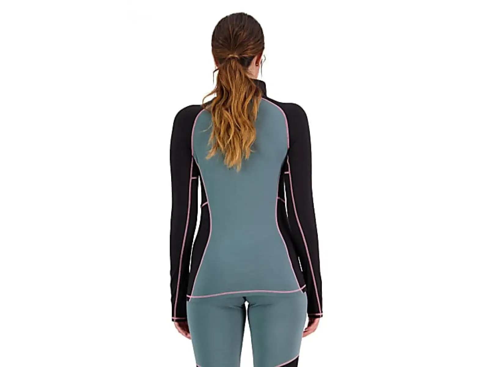 Mons Royale Olympus Half Zip WMNS damska koszulka dlugi rekaw burnt sage/czarna