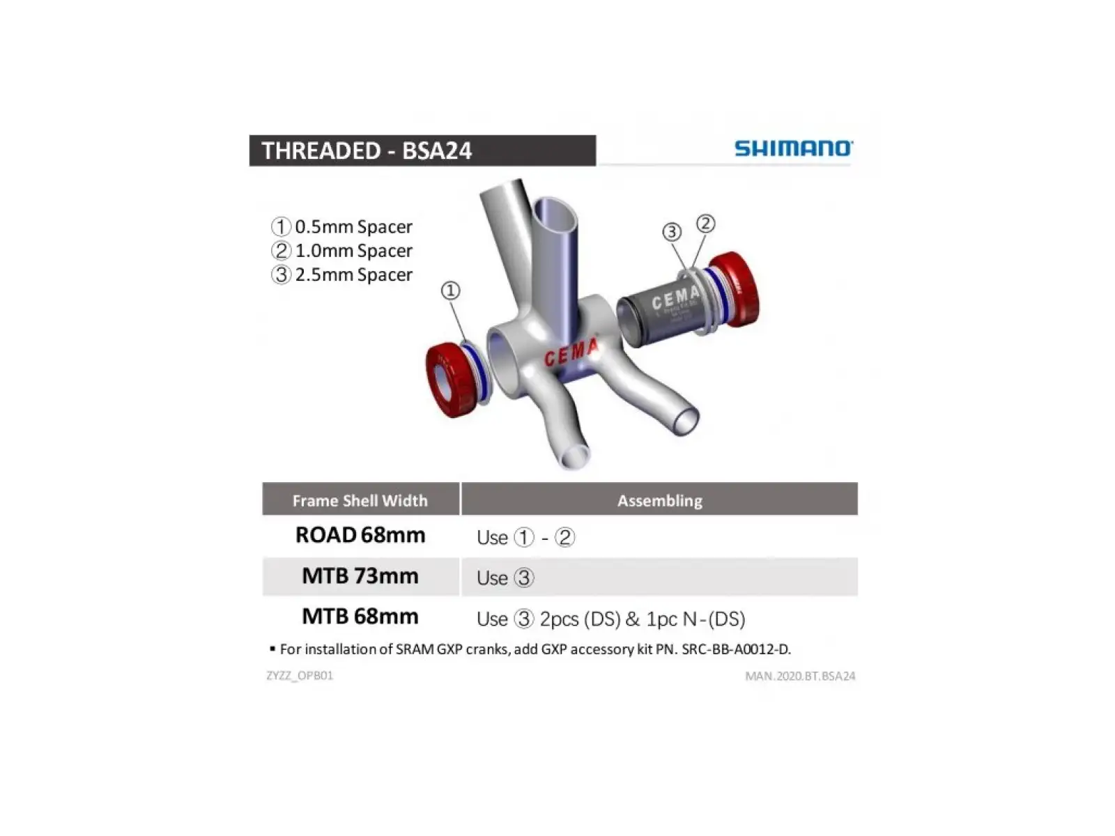 Cema Shimano Hollowtech II suport Steel czarny