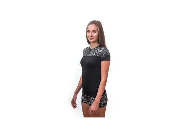 Sensor Coolmax Impress damska koszulka krótki rękaw czarna/sea