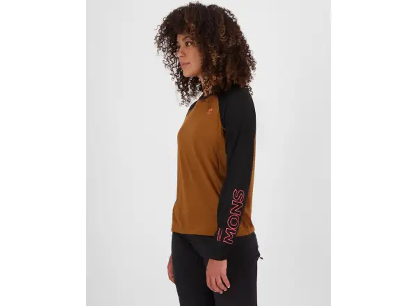 Mons Royale Tarn Merino damska koszulka z długim rękawem Caramel / Black