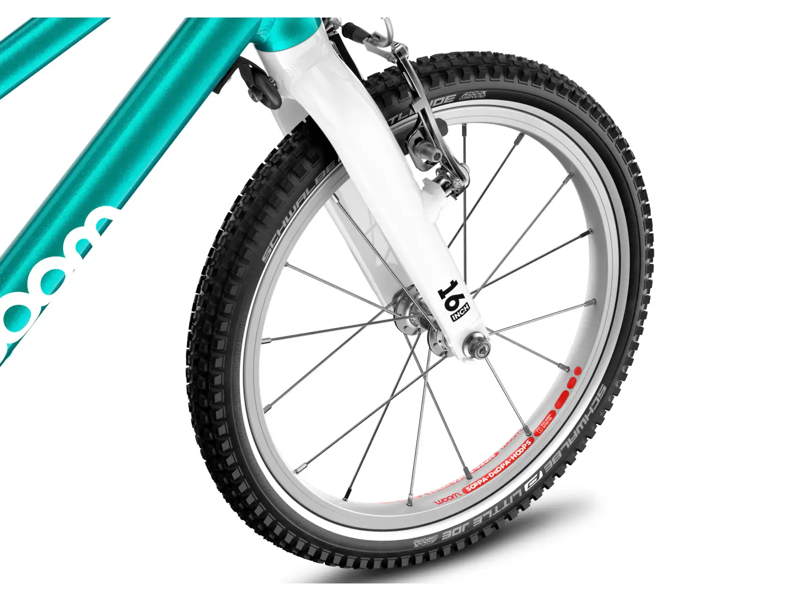 Woom GO 3 Automagic rower dziecięcy 16" Metallic Turquoise