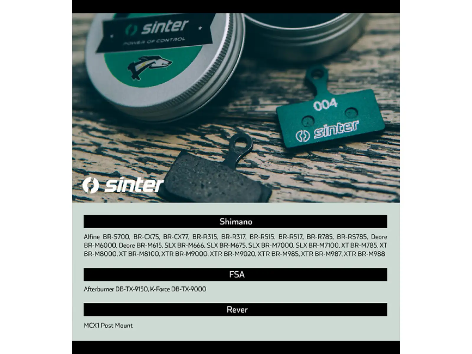 Sinter Shimano G Type klocki hamulcowe polimer zielona