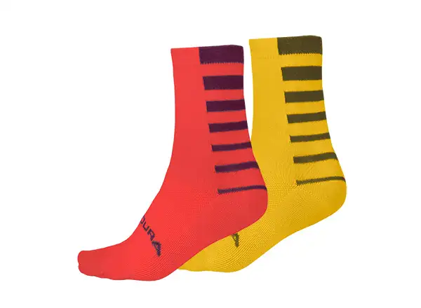 Endura Coolmax Stripe skarpetki (2 pary w opakowaniu) Pomegranate