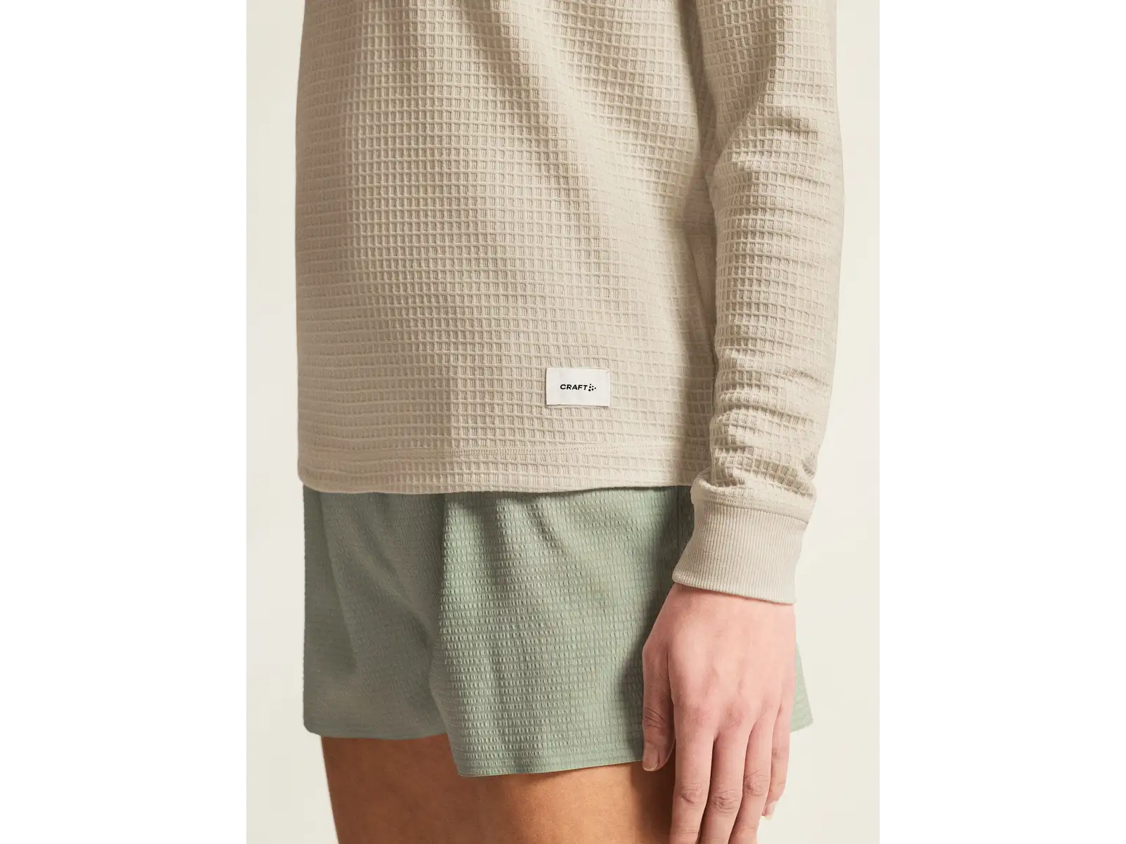 Craf Wool Waffle damska koszulka z długim rękawem beżowa
