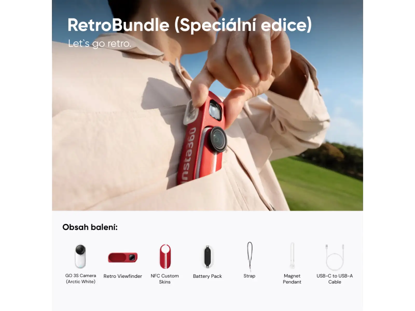 Insta360 GO 3S kamera Retro bundle 64 GB edycja specjalna czerwona