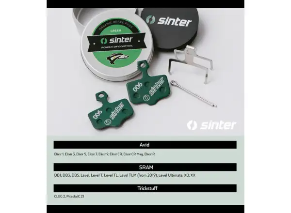 Sinter SRAM Level, Elixir, DB klocki hamulcowe polimer zielona