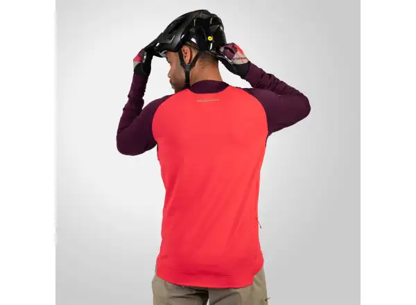 Endura SingleTrack Fleece męska koszulka długi rękaw Purple/Red