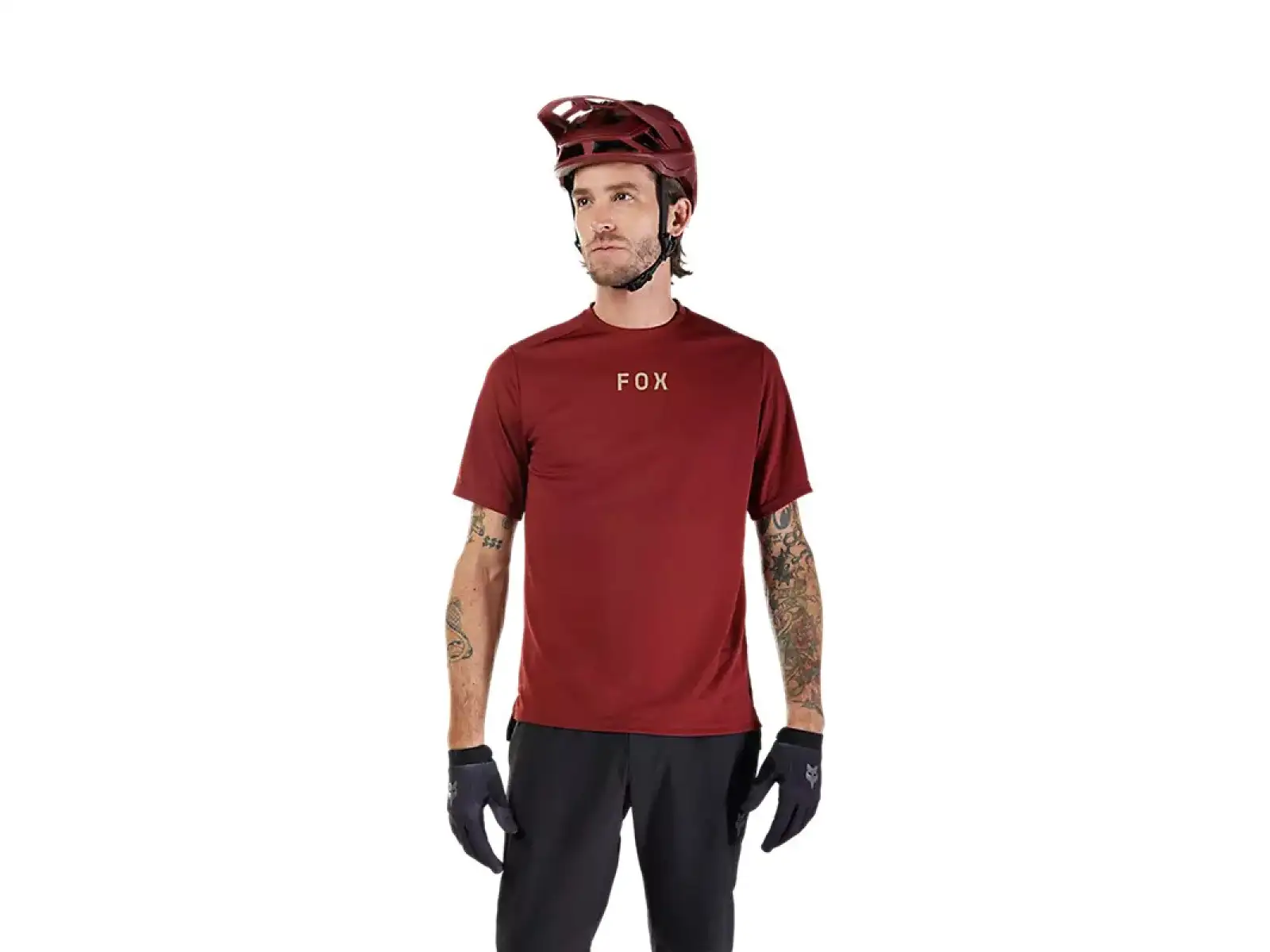 Fox Ranger Wordmark męski dres krótki rękaw Rust Brown