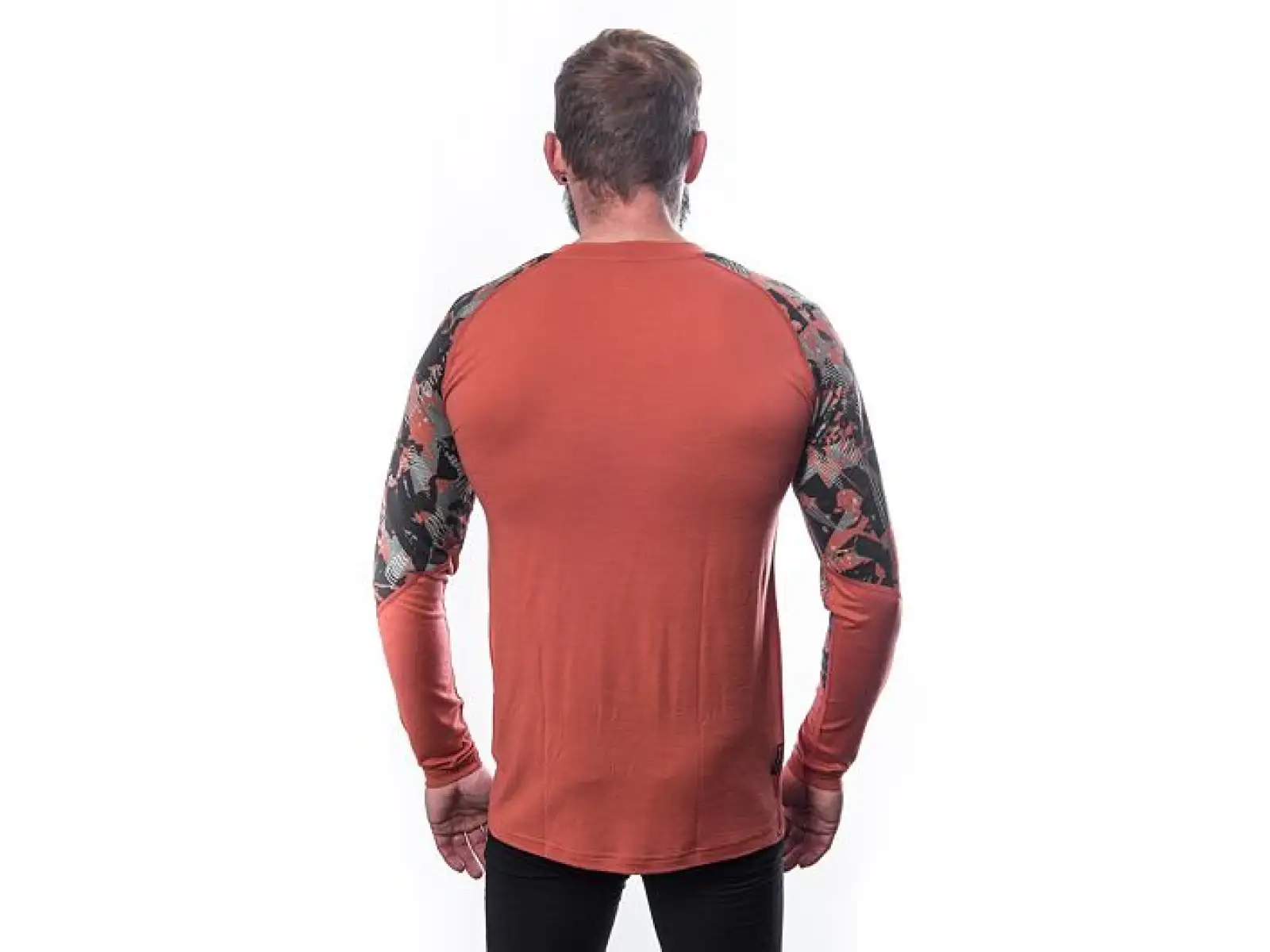 Sensor Merino Impress męska koszulka długi rękaw Terracotta/Rush