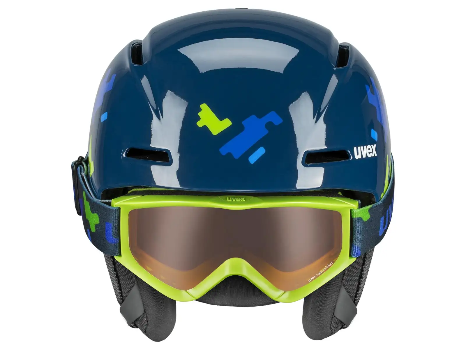 Uvex Viti zestaw kask narciarski i gogle blue puzzle