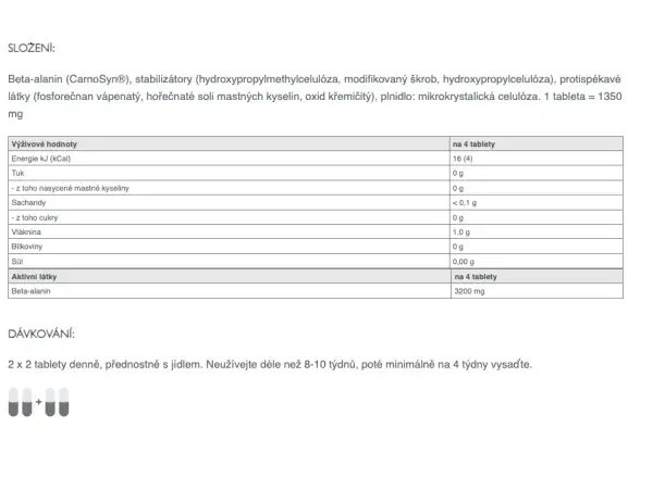 Sponser Beta Alanine tabletki na wyrównanie mleczanu w mięśniach 140 tabletek