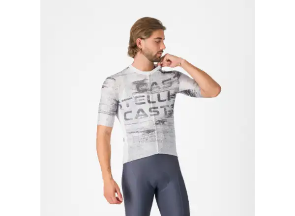 Castelli Stratus Logo męska koszulka z krótkim rękawem White/Smoky Gray