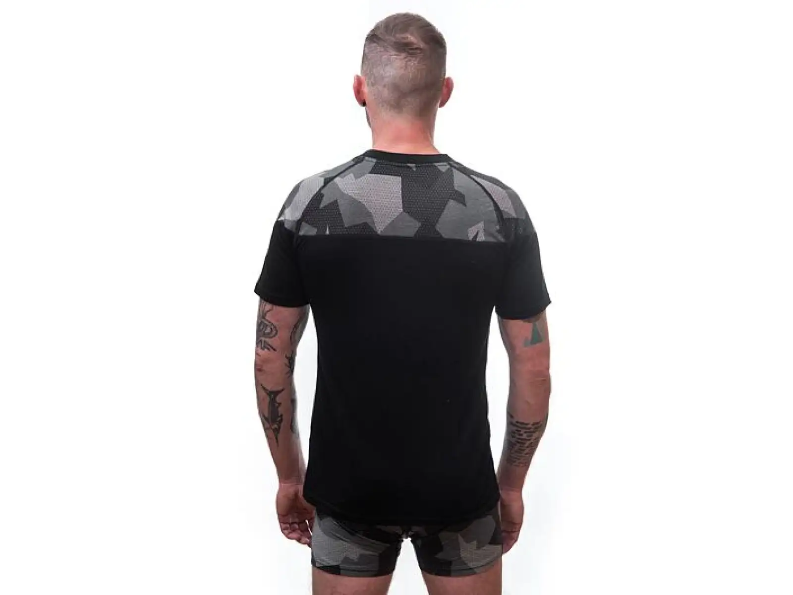 Sensor Merino Impress męska koszulka krótki rękaw czarna/Camo
