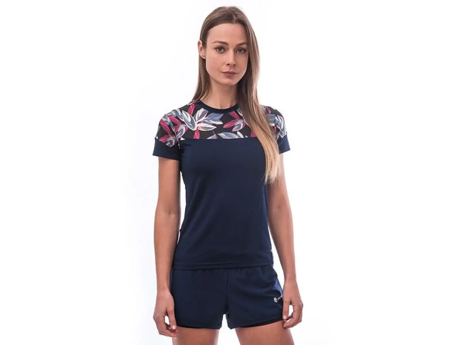 Sensor Coolmax Impress damska koszulka krotki rękaw Deep Blue/Leaves