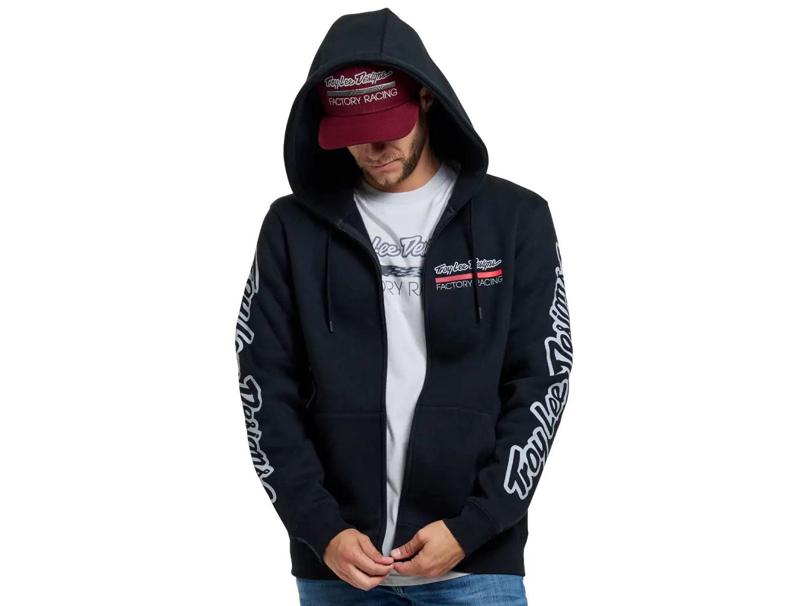 Troy Lee Designs Factory Racing męska bluza z zamkiem błyskawicznym Black heather/Red