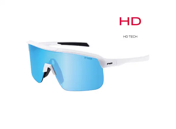 R2 Fusion okulary przeciwsłoneczne błyszczący biały/lodowo niebieski chrom