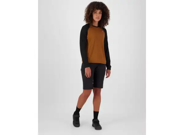 Mons Royale Tarn Merino damska koszulka z długim rękawem Caramel / Black