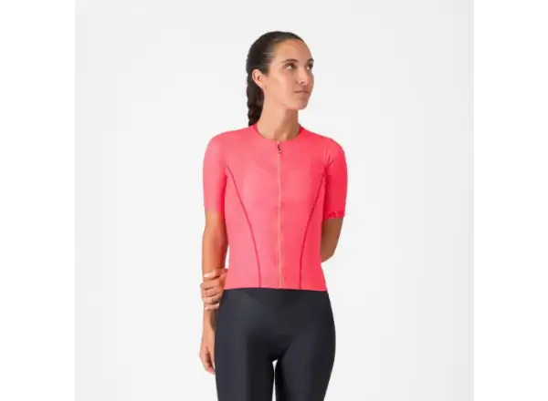 Castelli Anima Flow damska koszulka krótki rękaw Brilliant Pink/Hibiscus