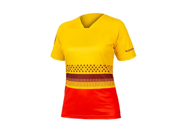 Endura SingleTrack Print damski dres krótki rękaw Saffron