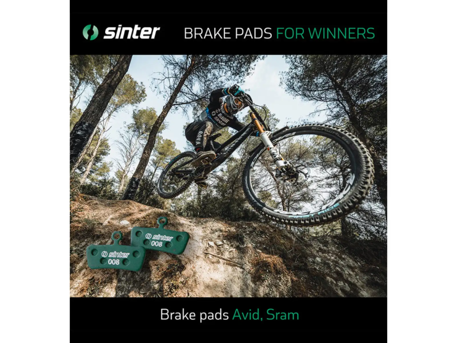 Sinter SRAM Elixir Trail, G2, Guide klocki hamulcowe polimer zielona