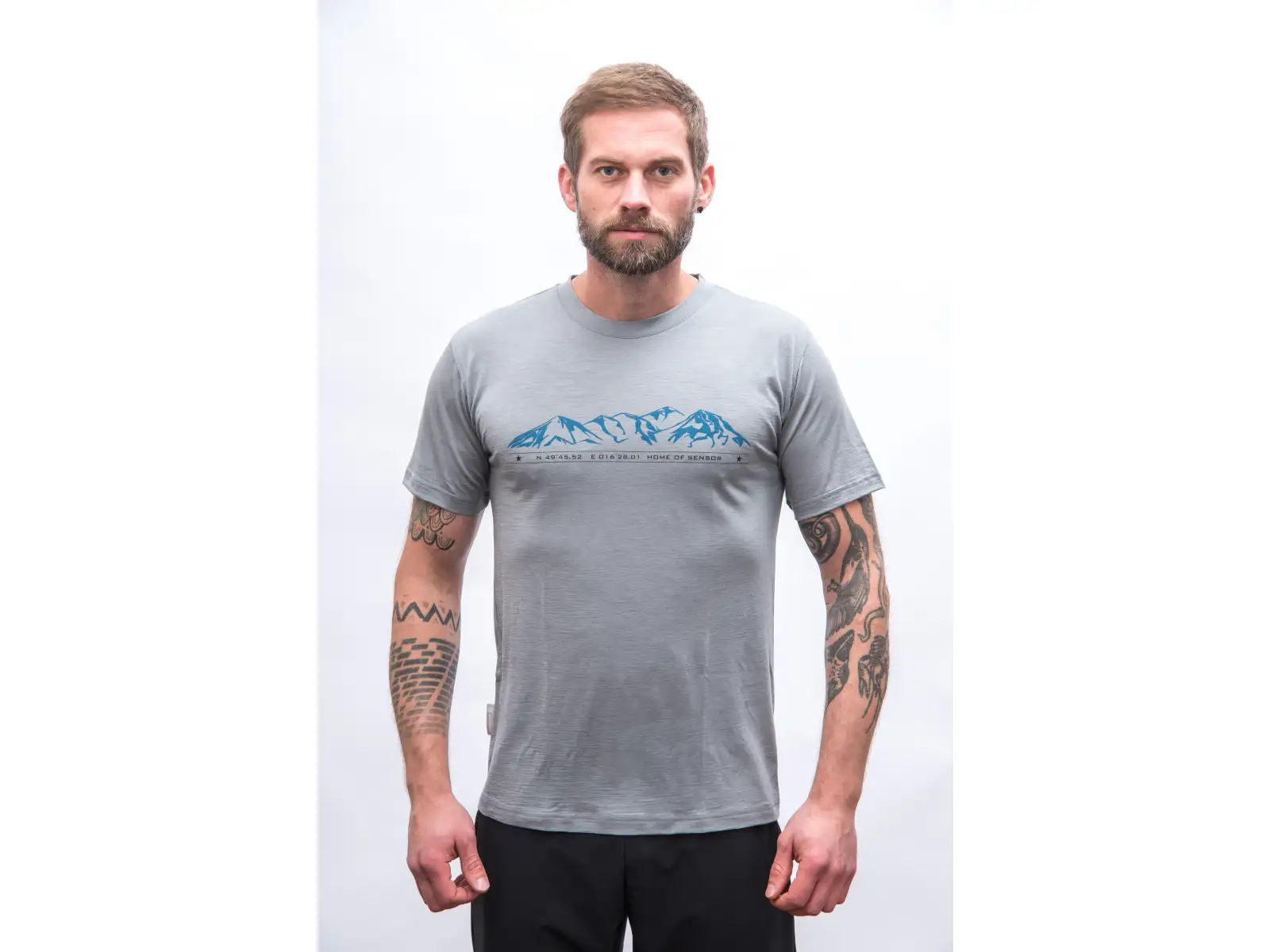 Sensor Merino Active Mountains męska koszulka krótki rękaw szary