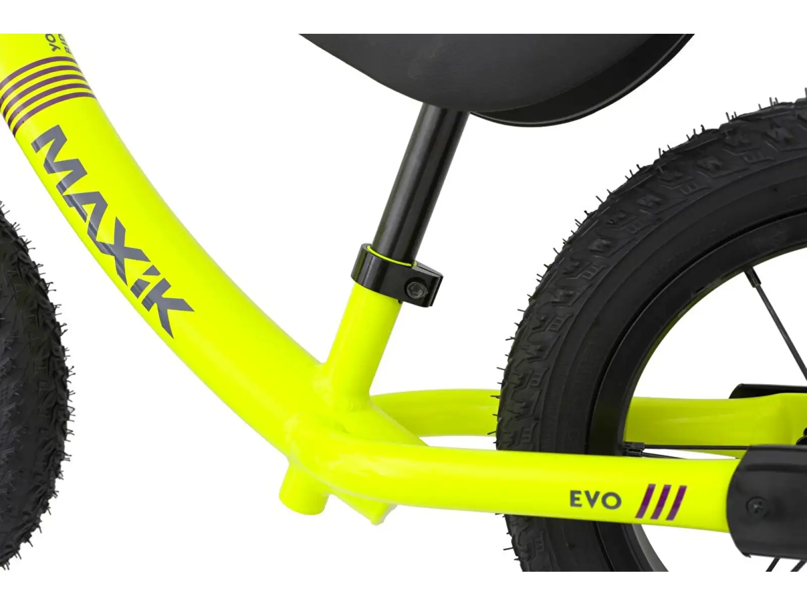 rowerek biegowy MAXÍK Evo Lite fluo żółta/fioletowa
