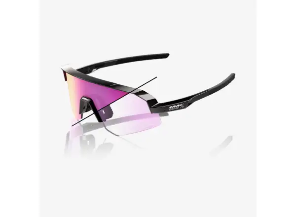 100% Slendale SL okulary przeciwsłoneczne Gloss Black/Photochromic Purple Mirror