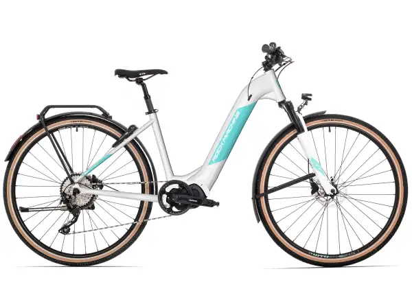 Rock Machine Crossride E400 Touring Lady rower elektryczny Gloss Pearl White/Light Mint