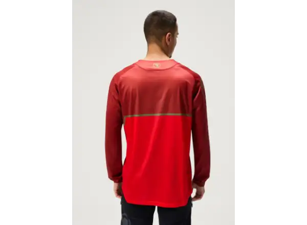 Endura Singletrack Core Printed Tee męska koszulka długi rękaw Flame Red