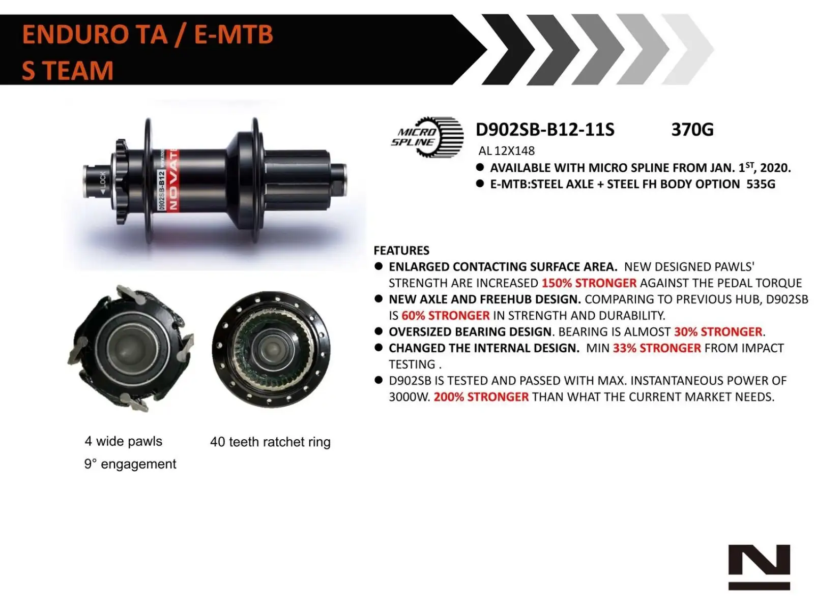 Novatec D902SB-CL-B12-A4A-11S tylna piasta CenterLock 32 otwory 12x148 mm, bębenek Shimano HG11