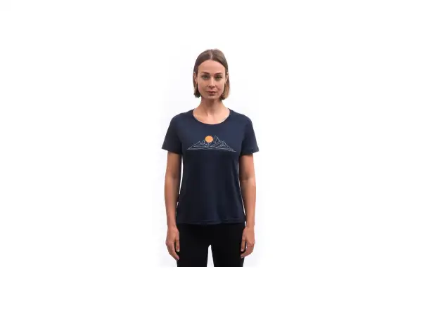 Sensor Merino Blend Moon damska koszulka krótki rękaw Deep Blue
