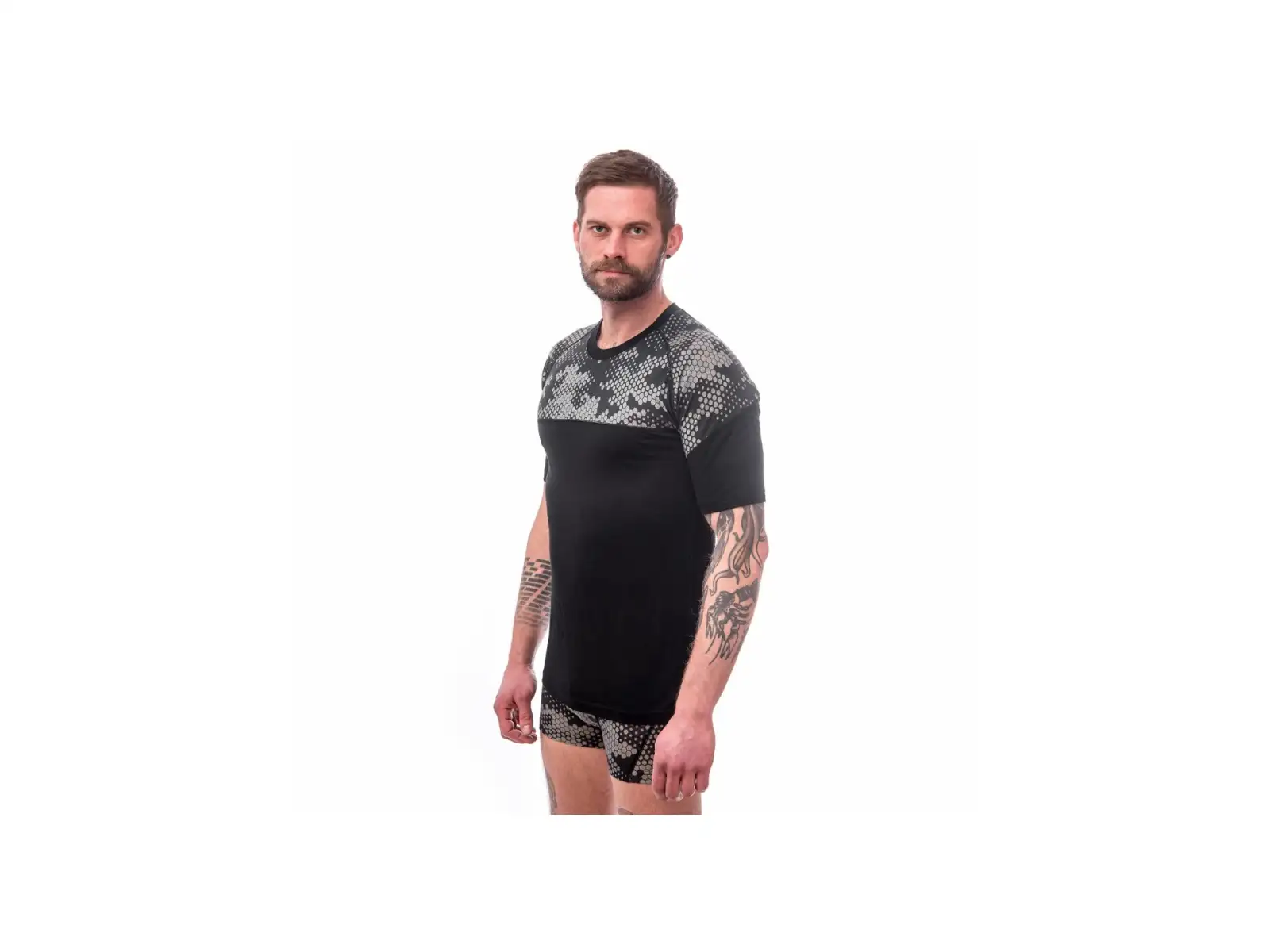 Sensor Merino Impress męska koszulka krótki rękaw čená/Honeycomb