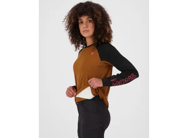 Mons Royale Tarn Merino damska koszulka z długim rękawem Caramel / Black