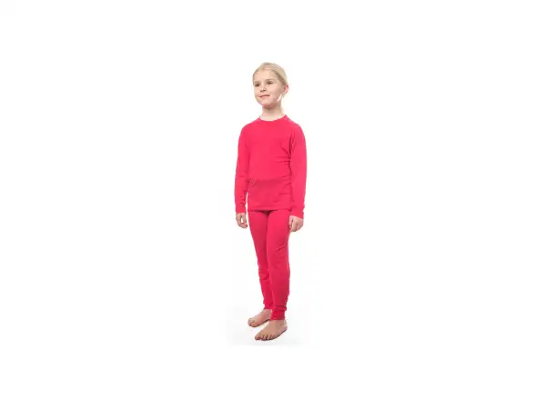 Sensor Merino Air dziecięcy zestaw koszulka z długim rękawem + dolne spodnie Magenta
