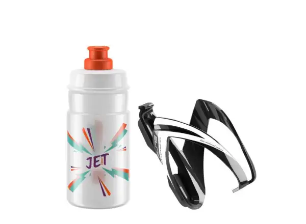 Elite Kit CEO zestaw koszyk Black Glossy + JET butelka 350 ml Clear/Orange Logo