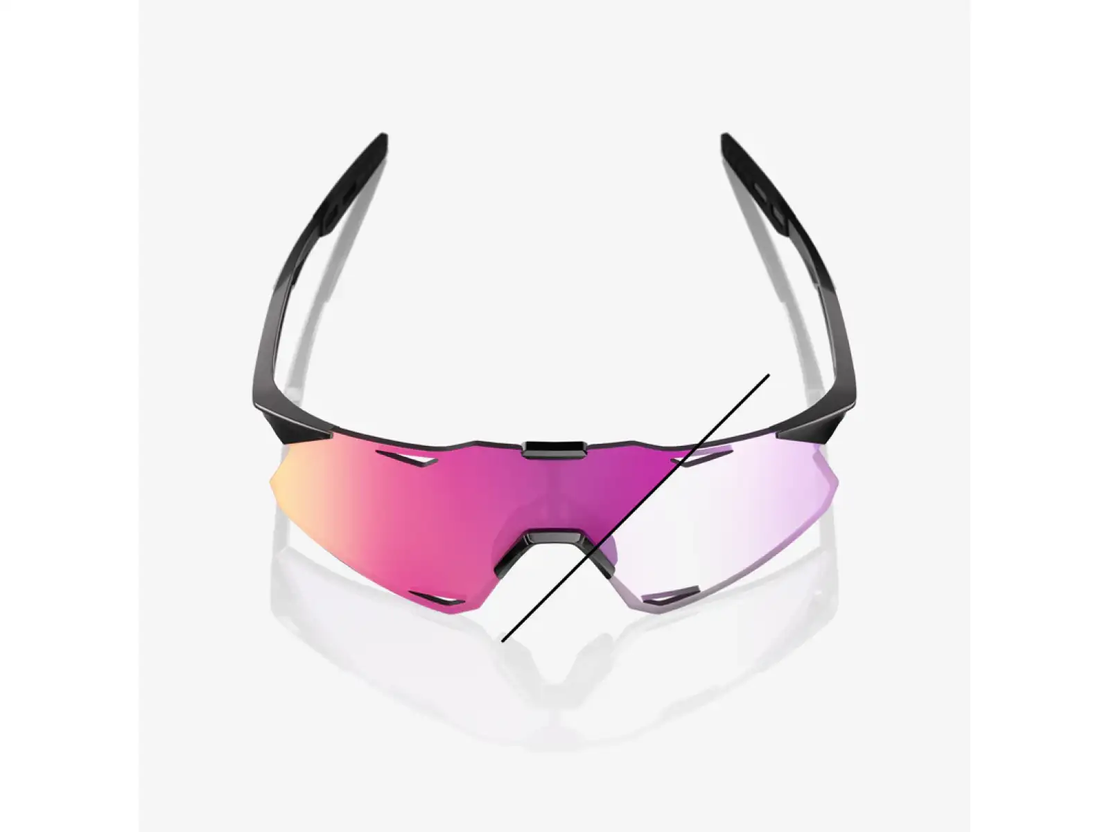 100% Hypercraft okulary Gloss Black/Photochromic Purple Mirror