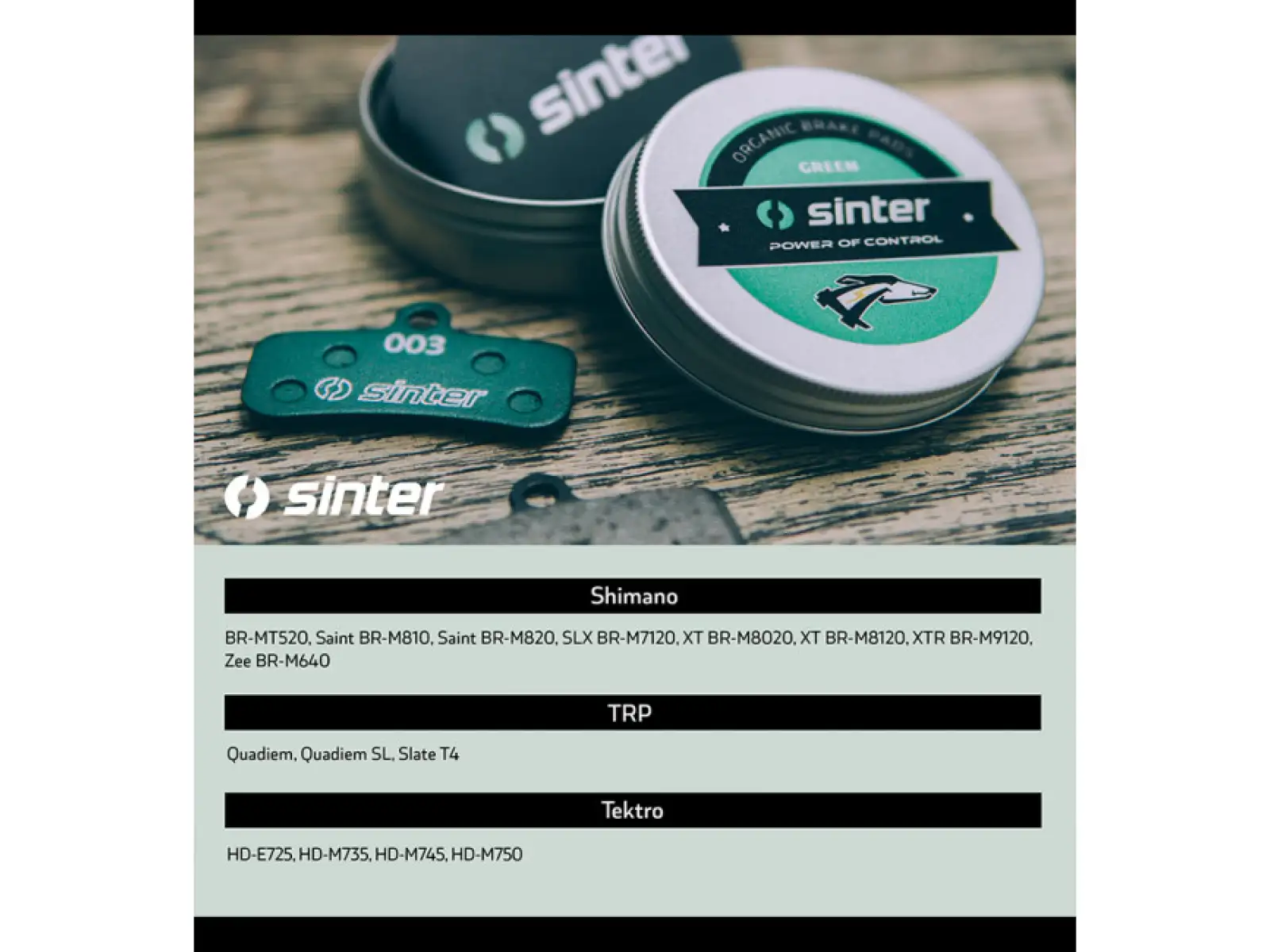 Sinter Shimano D Type klocki hamulcowe polimer zielona