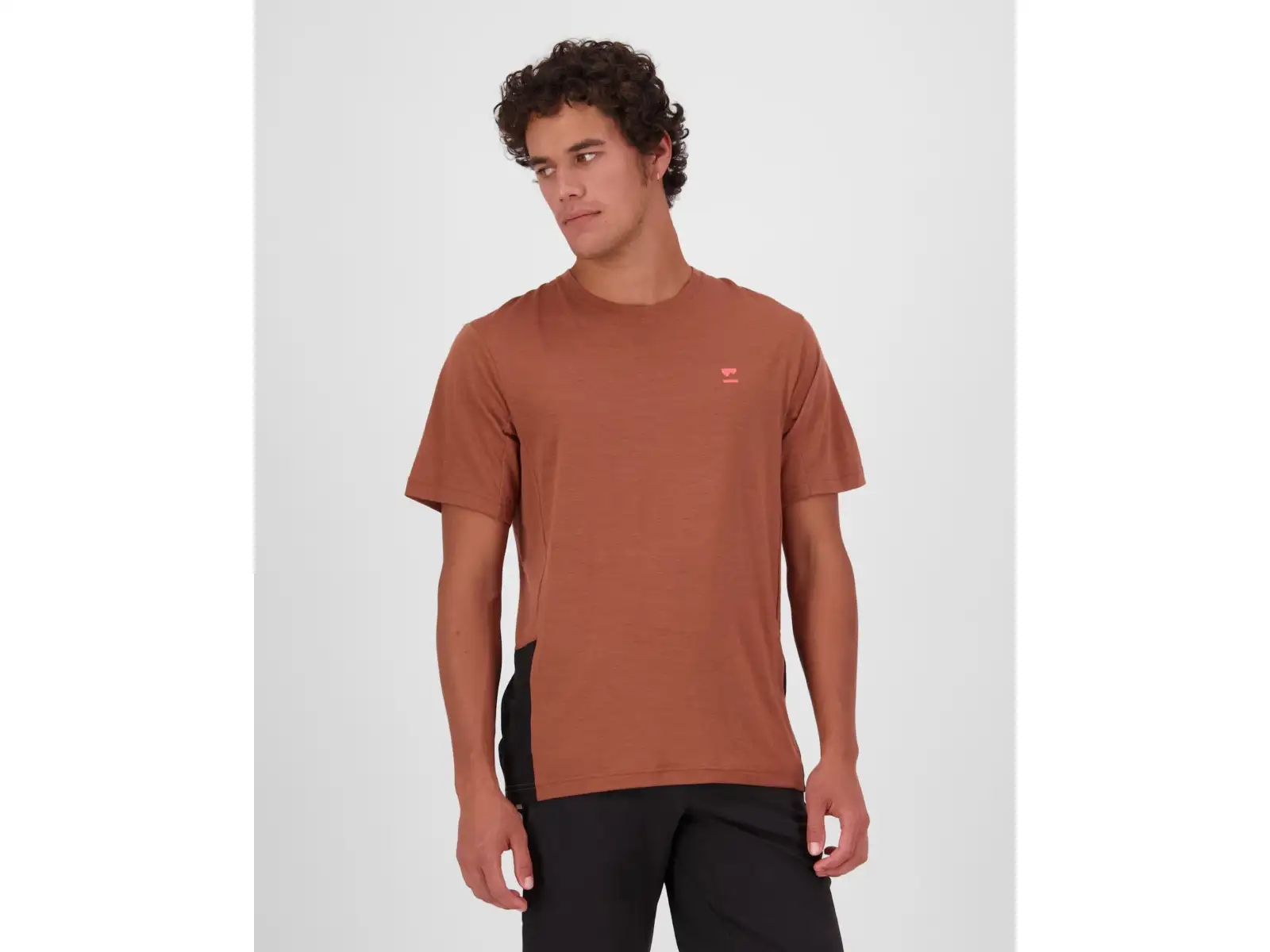 Mons Royale Tarn Merino męska koszulka z krótkim rękawem Cinnamon / Black