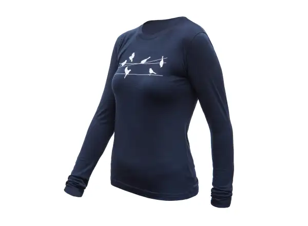 Sensor Merino Active Songbirds damska koszulka dlugi rekaw Deep Blue